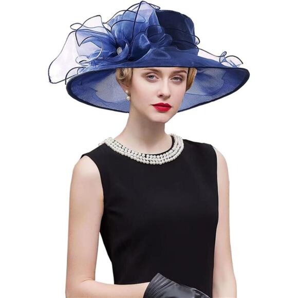 Accessories - Women's Kentucky Derby Church Dress Hat Wide Brim Leaf Flower Bridal Shower Hat